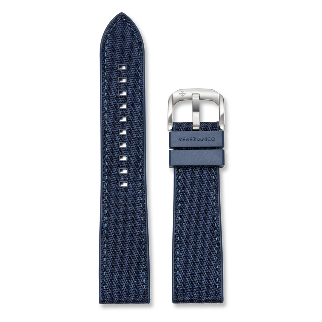 Venezianico Cinturino Ibrido Gomma-Tessile Blu 22mm