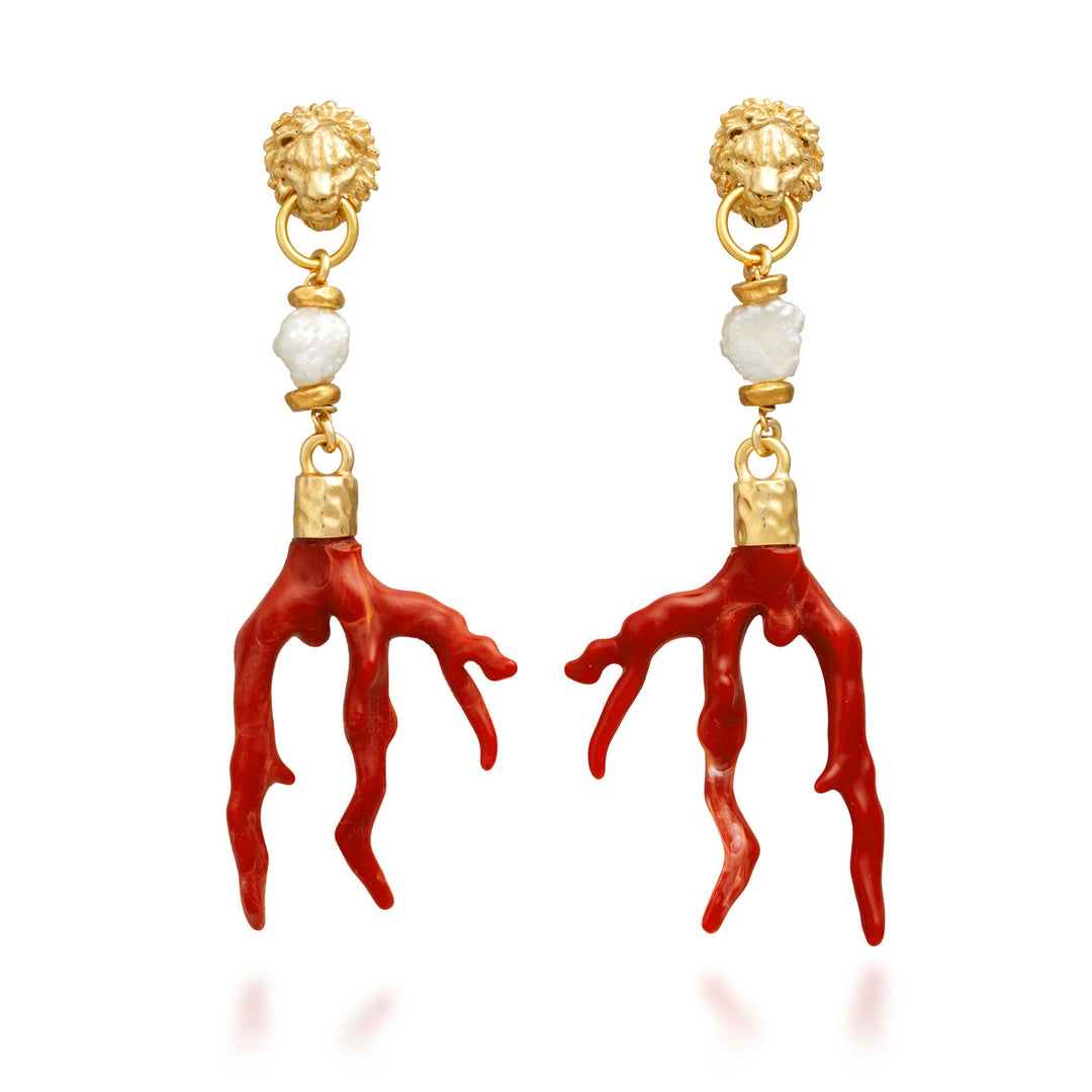 Giovanni Raspini Orecchini Leone E Corallo 12023