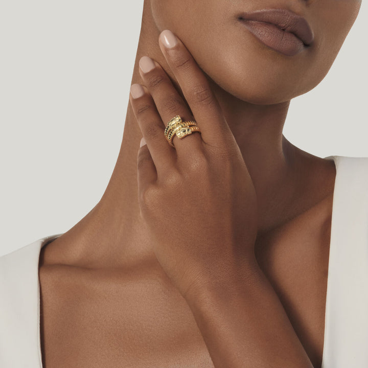 Giovanni Raspini anello tubogas croco doppio Anello in Argento 925 placcato oro 18 kt 12544