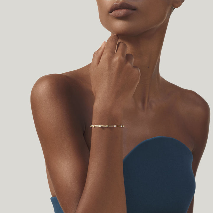 Giovanni Raspini bracciale satellite Collana in Argento 925 placcato oro 18 kt e zirconi 12559