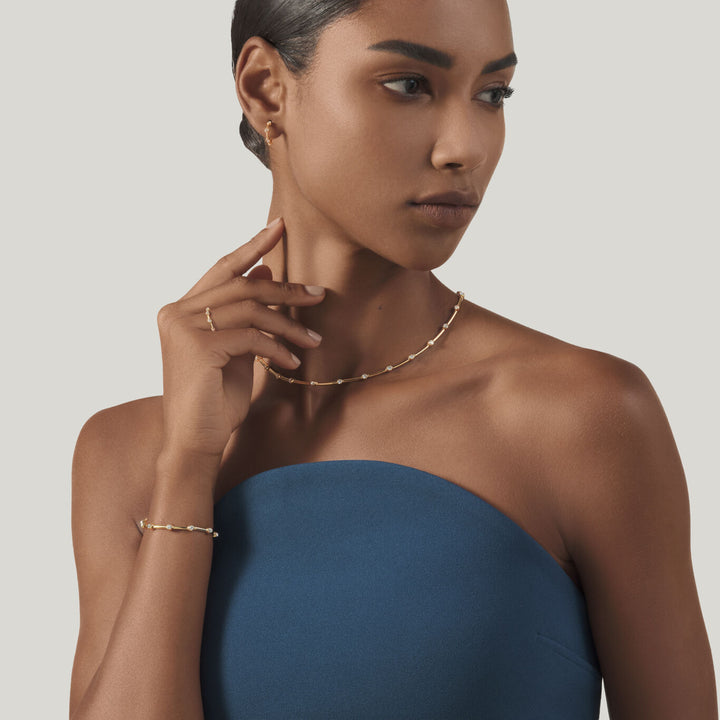 Giovanni Raspini bracciale satellite Collana in Argento 925 placcato oro 18 kt e zirconi 12559