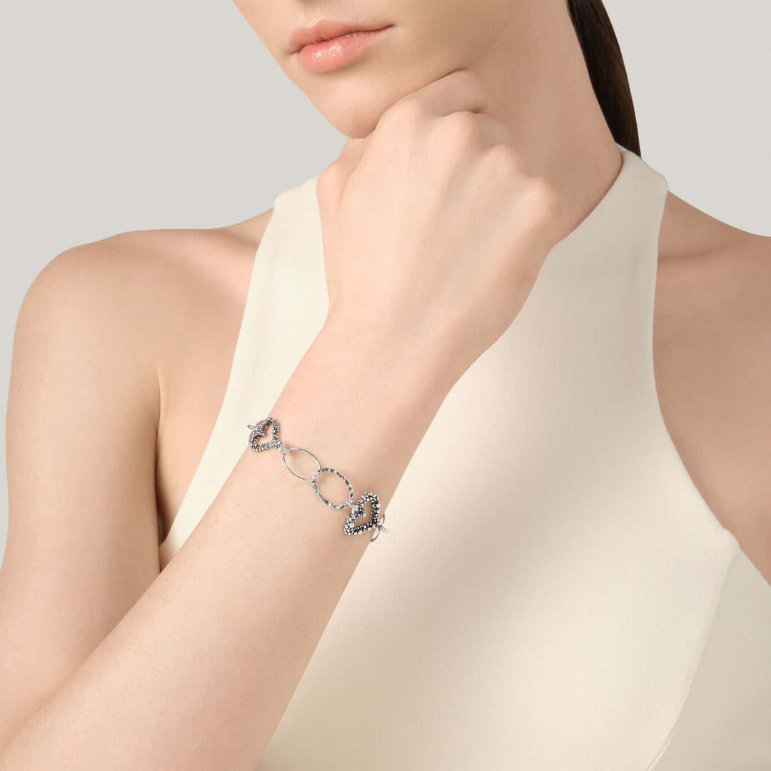 Giovanni Raspini bracciale cuori e catena Bracciale in Argento 925 12616