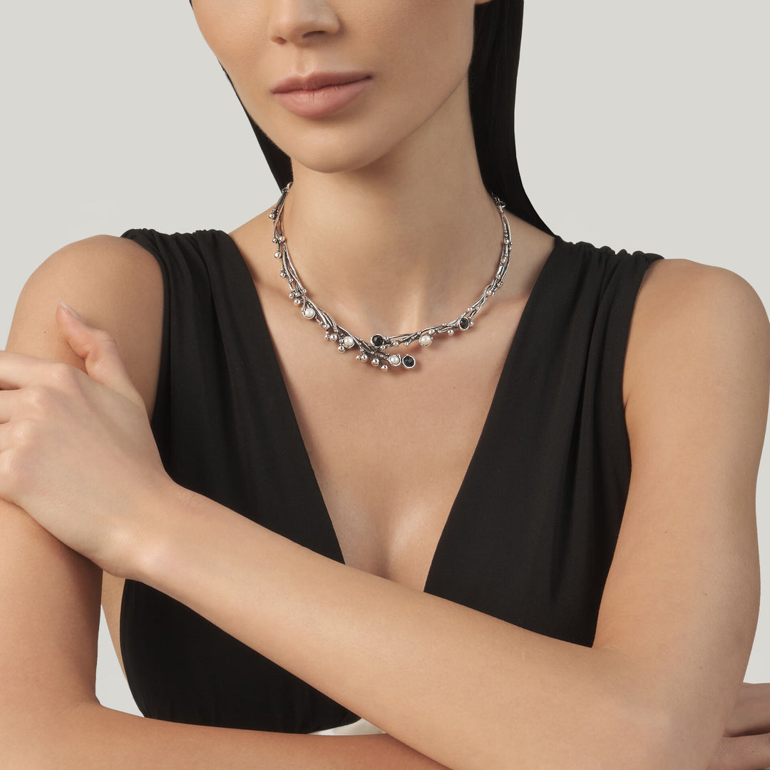 Collier Giovanni Raspini Aura - Collier en Argent 925, perles naturelles et onyx - 12685