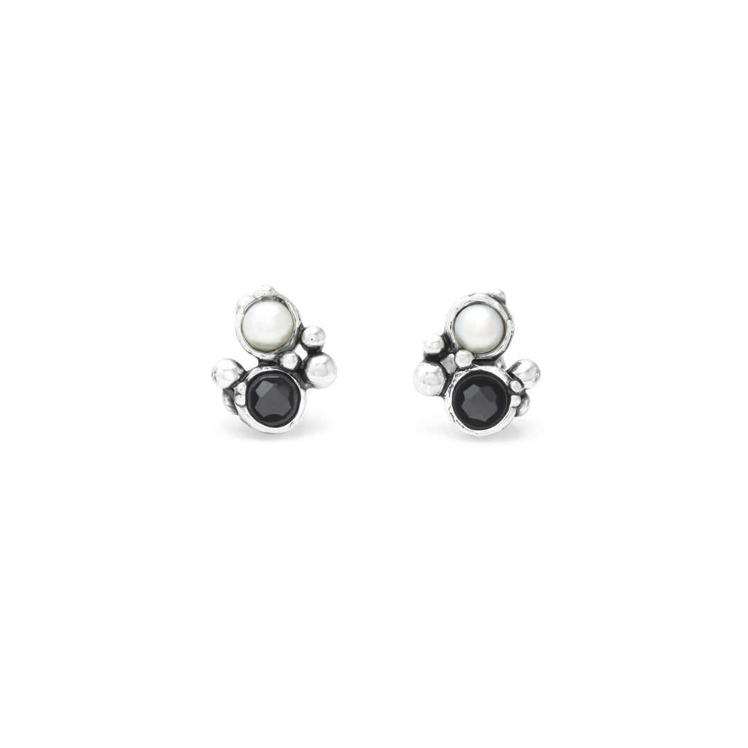 Giovanni Raspini Aura Ohrringe – Ohrringe aus 925er Silber, Naturperlen und Onyx – 12688