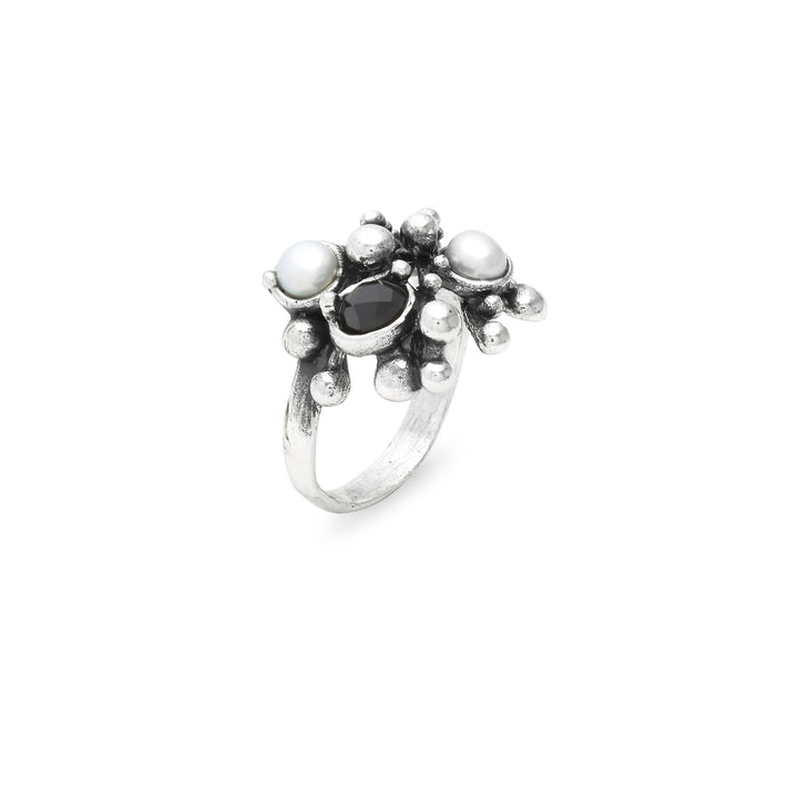 Giovanni Raspini Anello Aura - Anello in Argento 925, perle naturali e onice - 12689