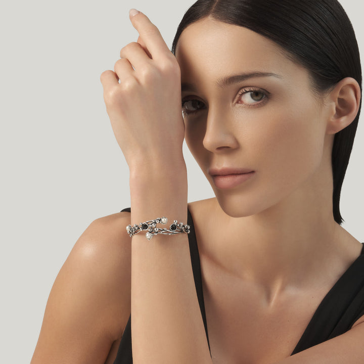 Giovanni Raspini Bracciale Aura - Bracciale in Argento 925, perle naturali e onice - 12690