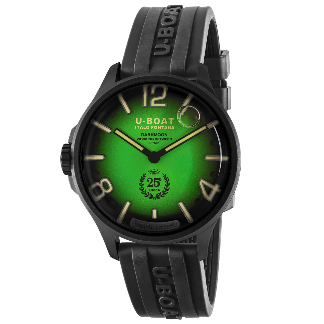 U-BOAT orologio Darkmoon 25° Limited Edition Green Soleil 46mm blu quarzo acciaio finitura PVD nero 2030