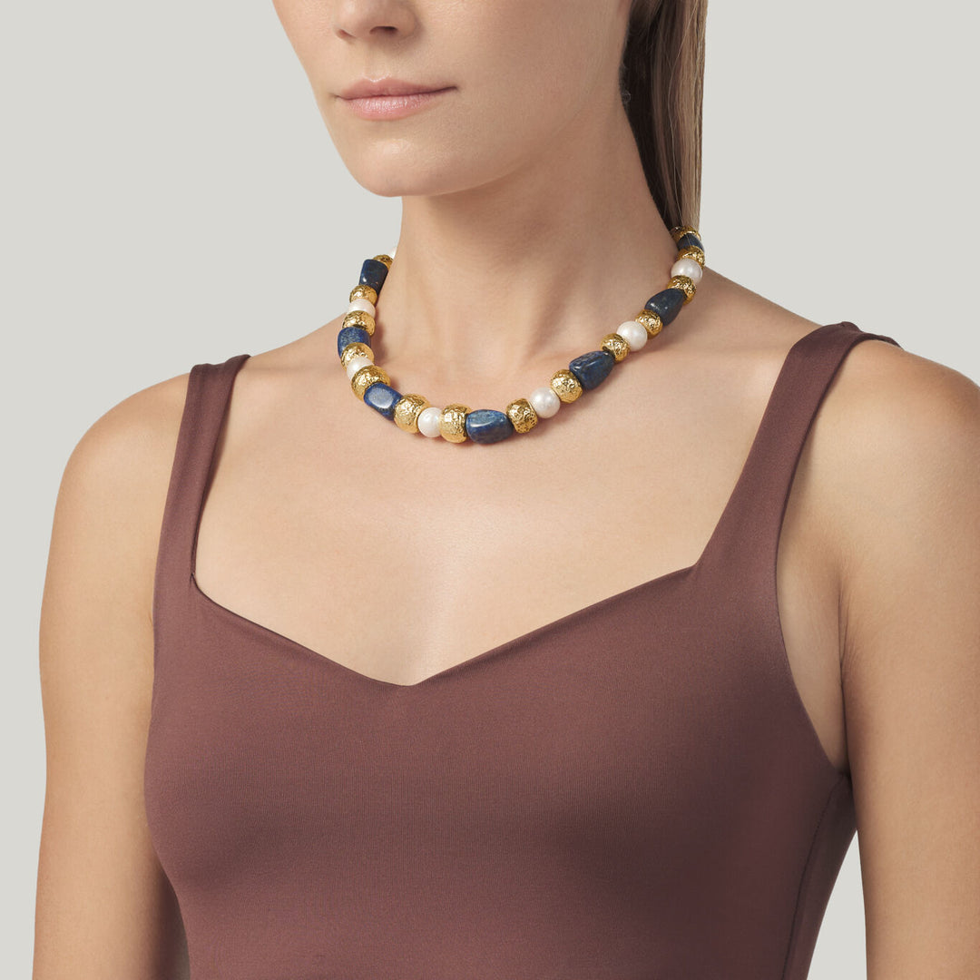 Giovanni Raspini Collana Blu Nomad bronzo dorato N0030