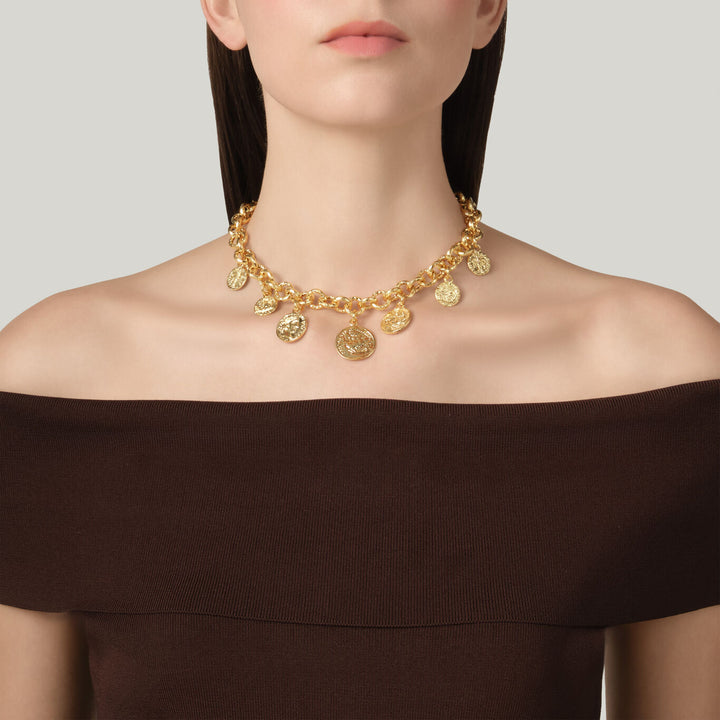Giovanni Raspini collana pueblo monete Collana placcato oro 18 kt N0068