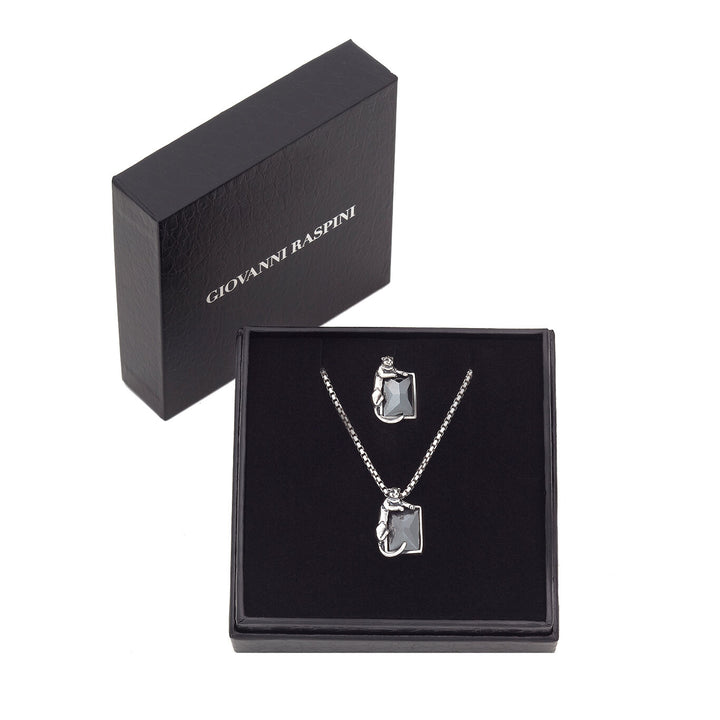 Giovanni Raspini set black panther Collana e spilla in Argento 925 ed ematite X01599