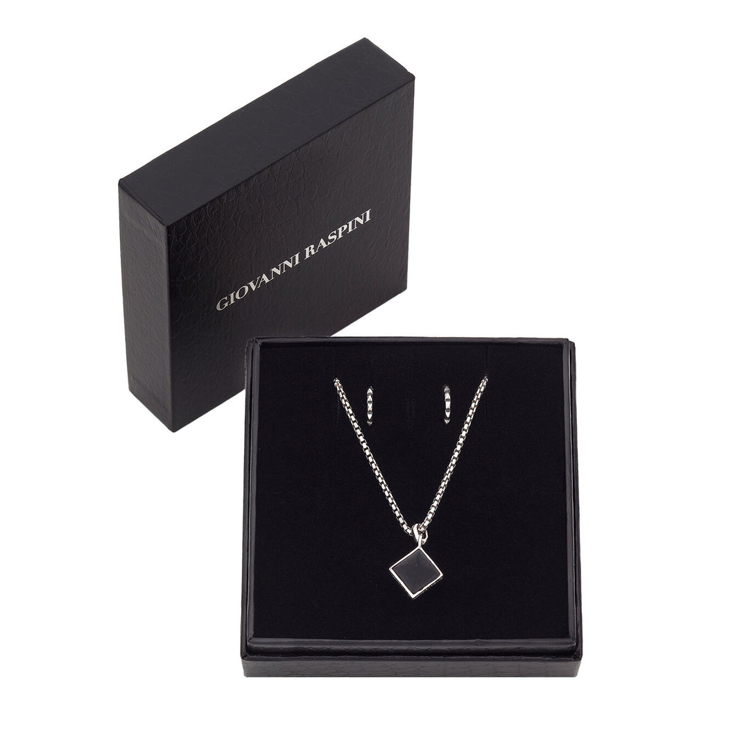 Giovanni Raspini set borchie Collana in Argento 925 e resina nera. Orecchini in Argento 925 X01602