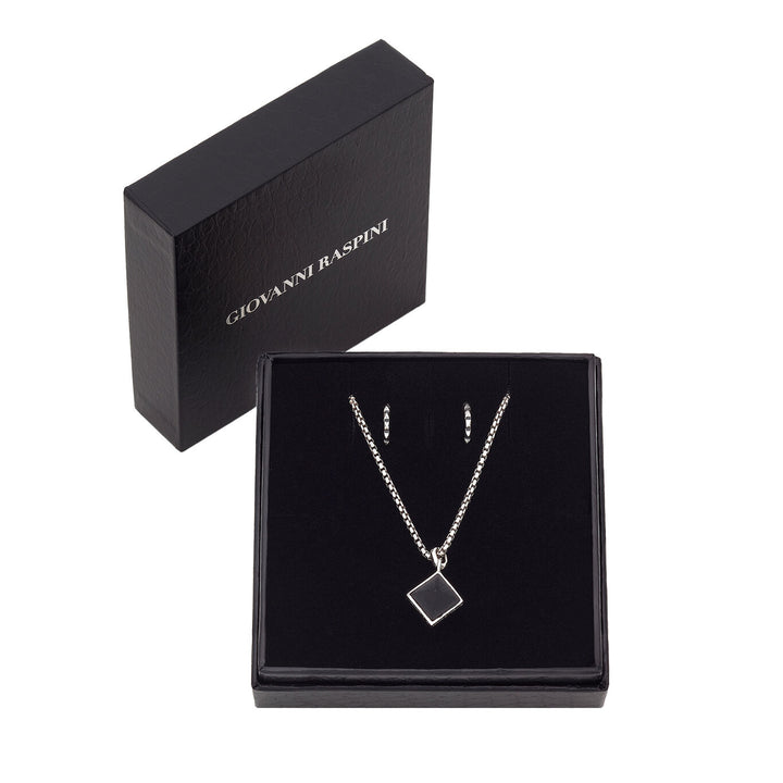 Giovanni Raspini set borchie Collana in Argento 925 e resina nera. Orecchini in Argento 925 X01602