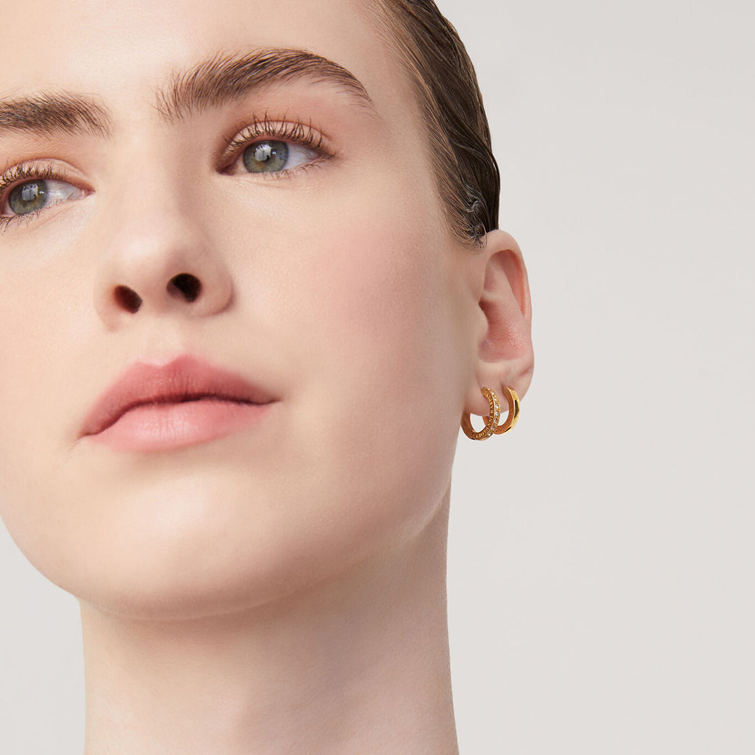 Giovanni Raspini set huggie argento dorato e zirconi Orecchini cerchio in Argento placcato oro 18 kt e zirconi X01606