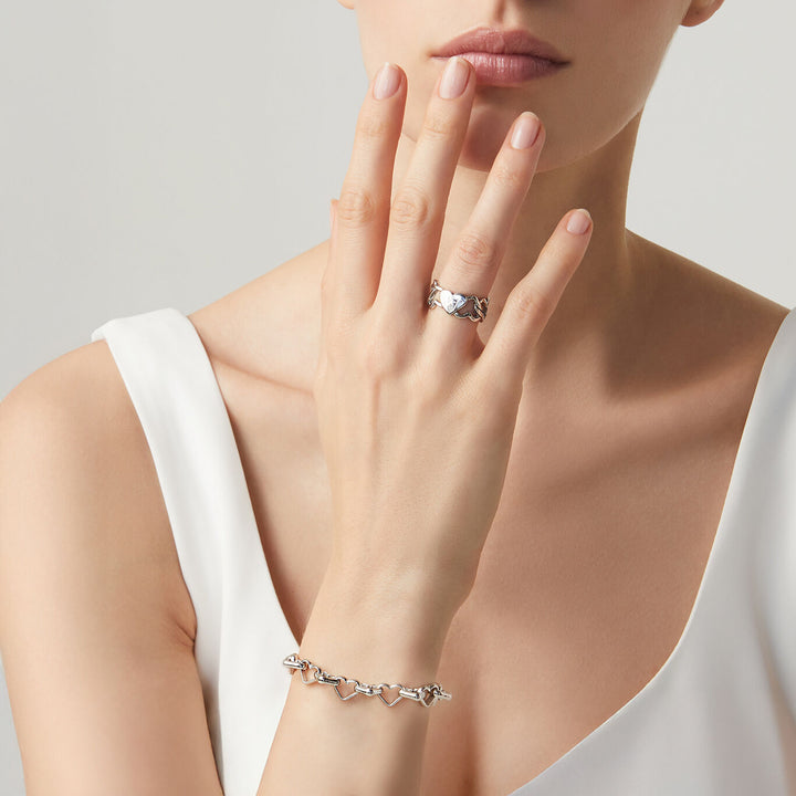 Giovanni Raspini set cuori Bracciale e anello in Argento 925 X01608
