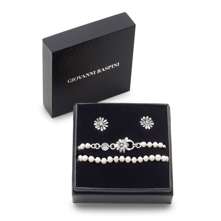 Giovanni Raspini set margherite Collana e orecchini in Argento 925 e perle naturali X01609