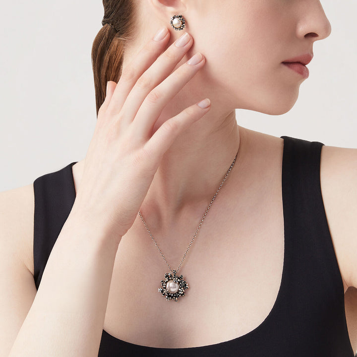 Giovanni Raspini set blossom Collana e orecchini in Argento 925 e perle naturali X01622