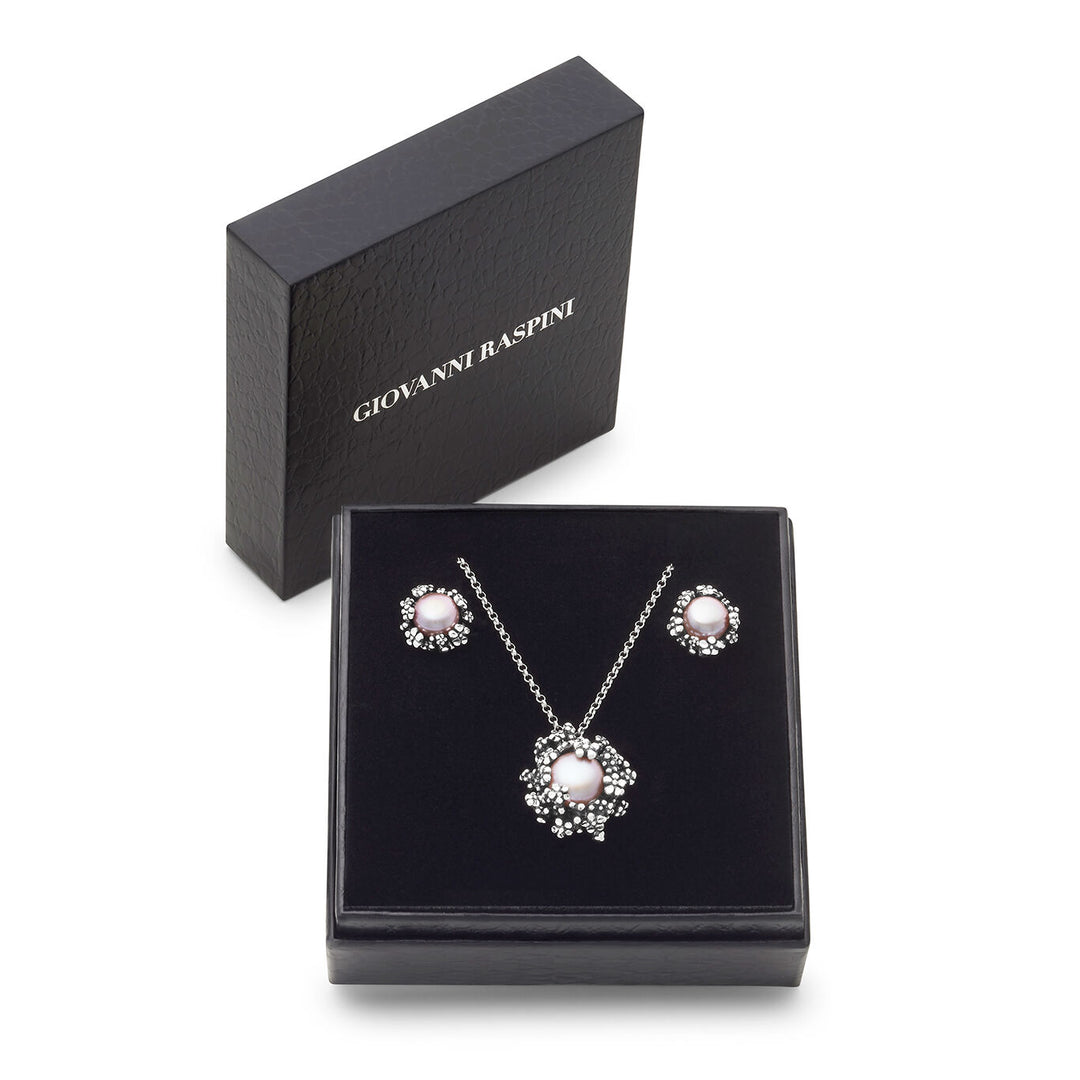 Giovanni Raspini set blossom Collana e orecchini in Argento 925 e perle naturali X01622