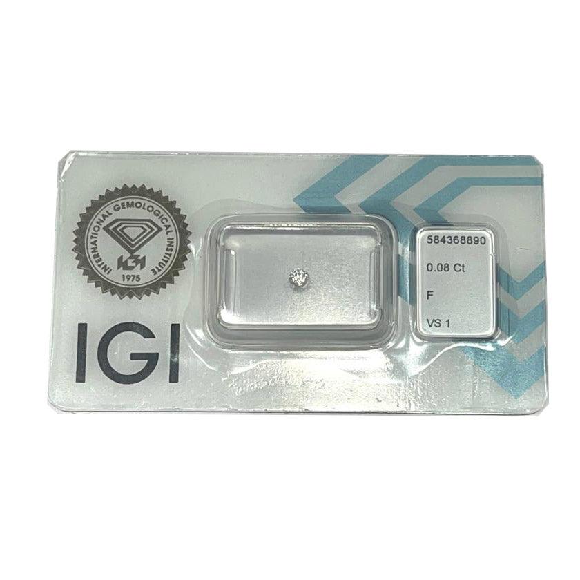 IGI diamante in blister certificato taglio brillante 0,08ct colore F purezza VS 1 - Capodagli 1937