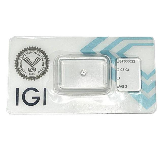 IGI diamante in blister certificato taglio brillante 0,08ct colore D purezza VVS 2 - Capodagli 1937