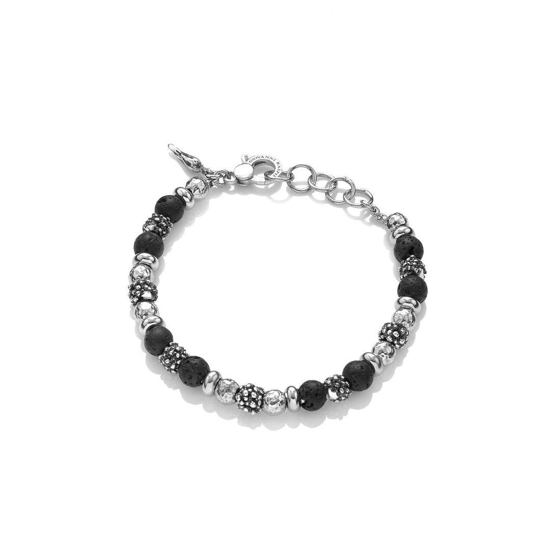 Giovanni Raspini bracciale Black Berries argento 925 pietra lavica 10490