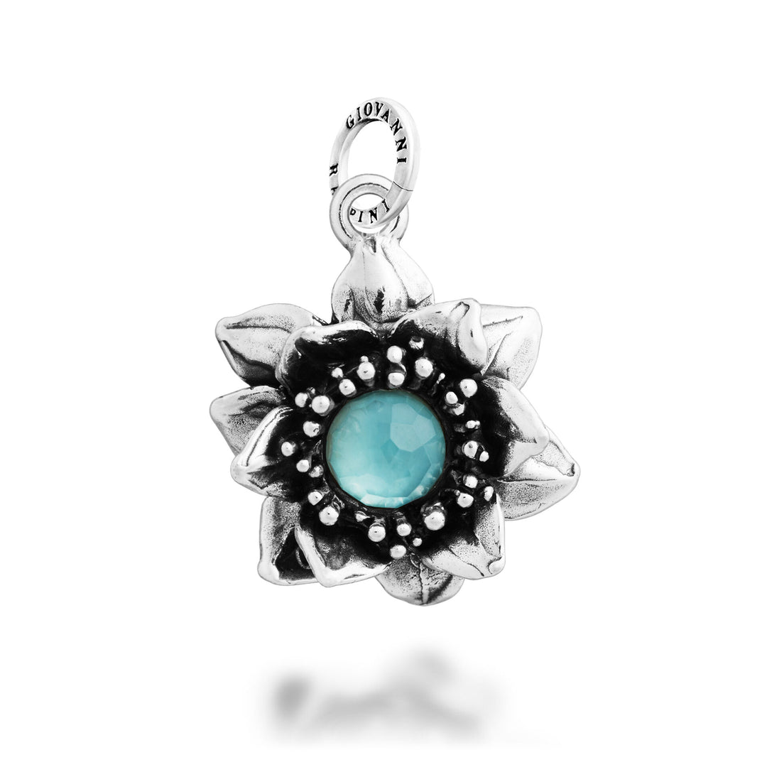 Giovanni Raspini Charm Ninfea Cabochon - Charm in Argento, madreperla e quarzo - 12713