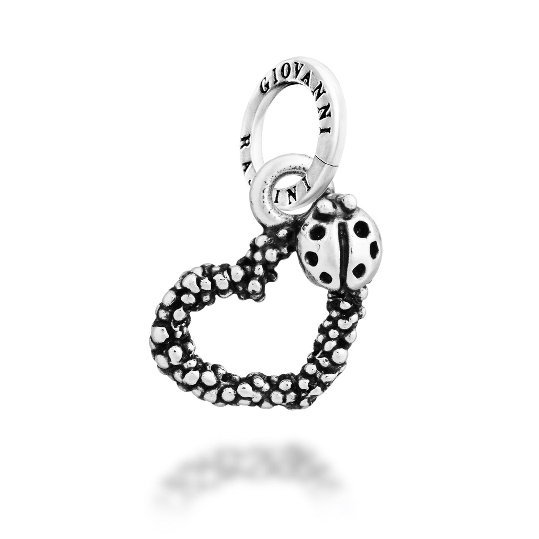 Giovanni Raspini Mimosa and Ladybug Heart Charm - Silver Charm - 12732
