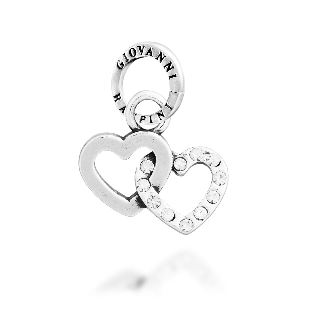 Giovanni Raspini Crystal Double Heart Charm – Silber- und Zirkon-Charm – 12750