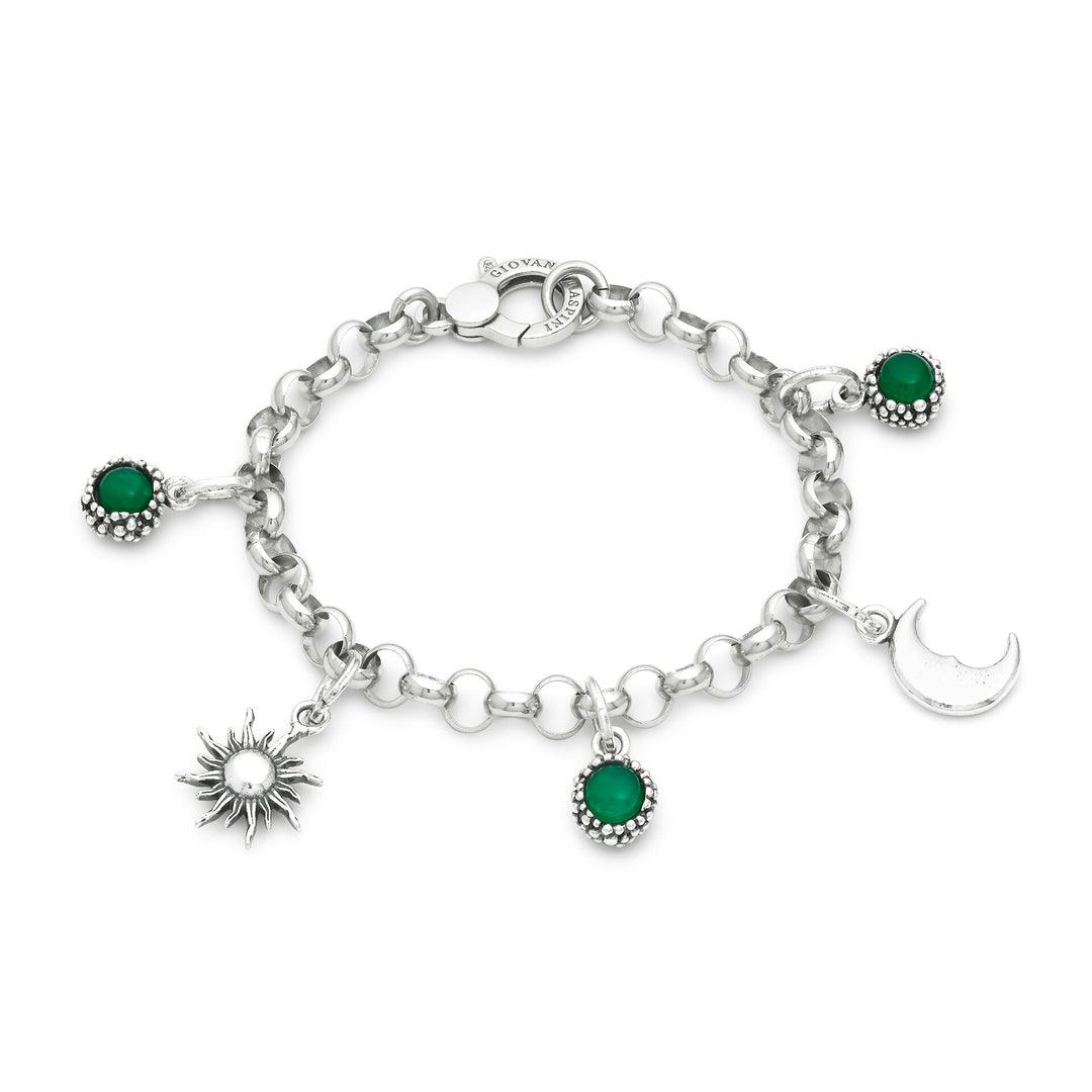 Giovanni Raspini Bracciale Sole e Luna - Bracciale in Argento 925 e onice verde - X01399