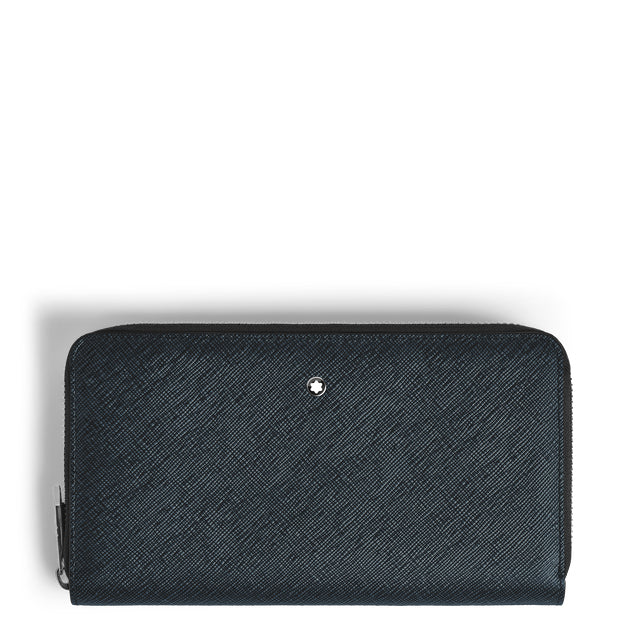 Montblanc portafoglio 12 scomparti con cerniera Sartorial tweed blu 220365