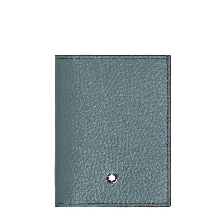Montblanc portafoglio mini 4 tasche pelle grana blu ghiaccio 222997