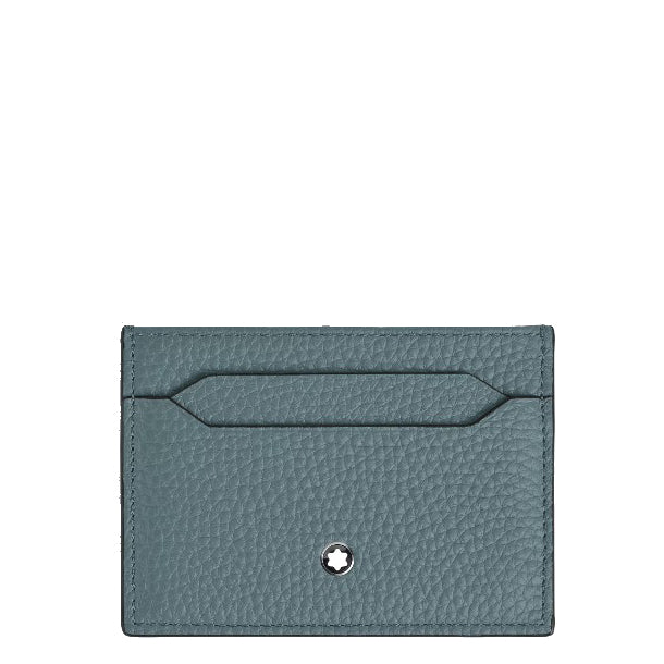 Montblanc portacarte 5 Tasche pelle grana blu ghiaccio 223033