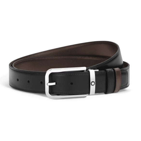 Montblanc cintura reversibile 35 mm pelle Meisterstück fibbia rettangolare 223407
