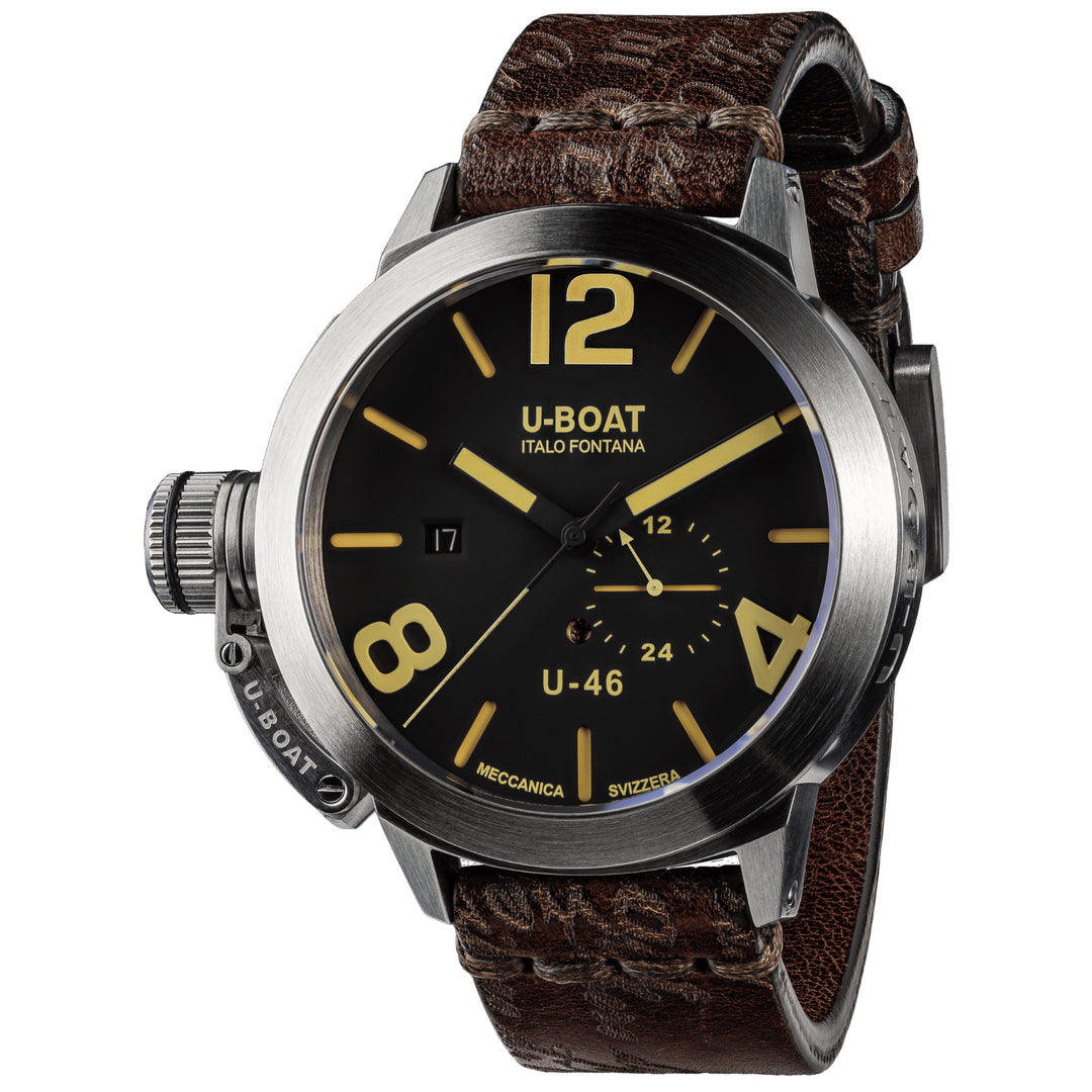 U-BOAT orologio Classico U-46 46mm nero automatico acciaio 4646