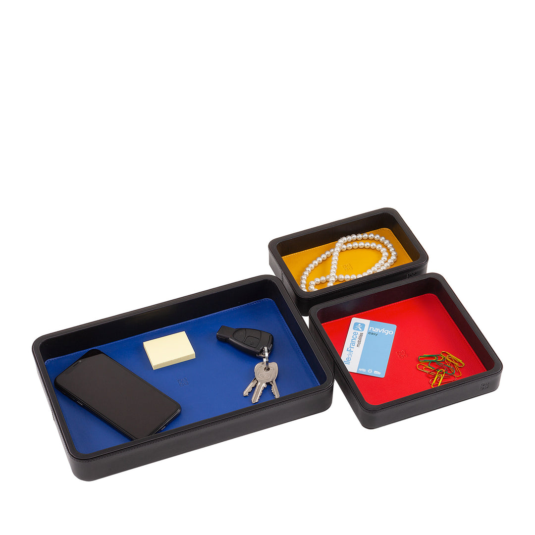 DUDU Set Svuotatasche in Pelle da 3pz, Vassoio Portaoggetti da Tavolo Casa Scrivania Ufficio, Porta Chiavi, Monete, Telefono