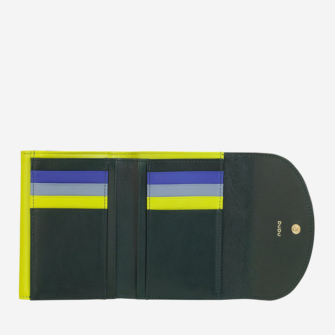 DUDU Damen-Geldbörse aus echtem Leder, RFID-Geldbörse mit Münzfach, bunte Geldbörse mit doppelter Klappe, Kreditkartenetui, Banknotenhalter