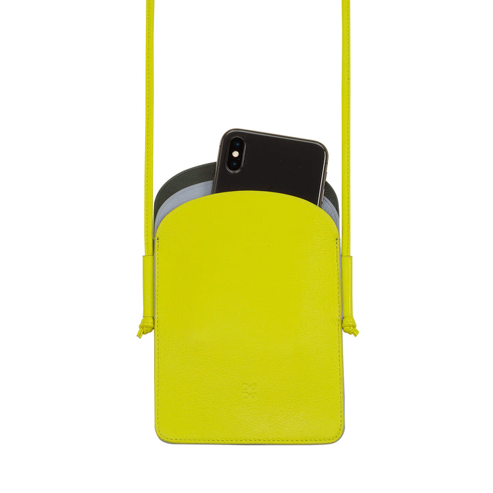 DUDU Porta Cellulare da Collo Donna in Pelle, Doppia Tasca Porta Smartphone, Tasca Porta Tessere, Tracolla Laccio Regolabile