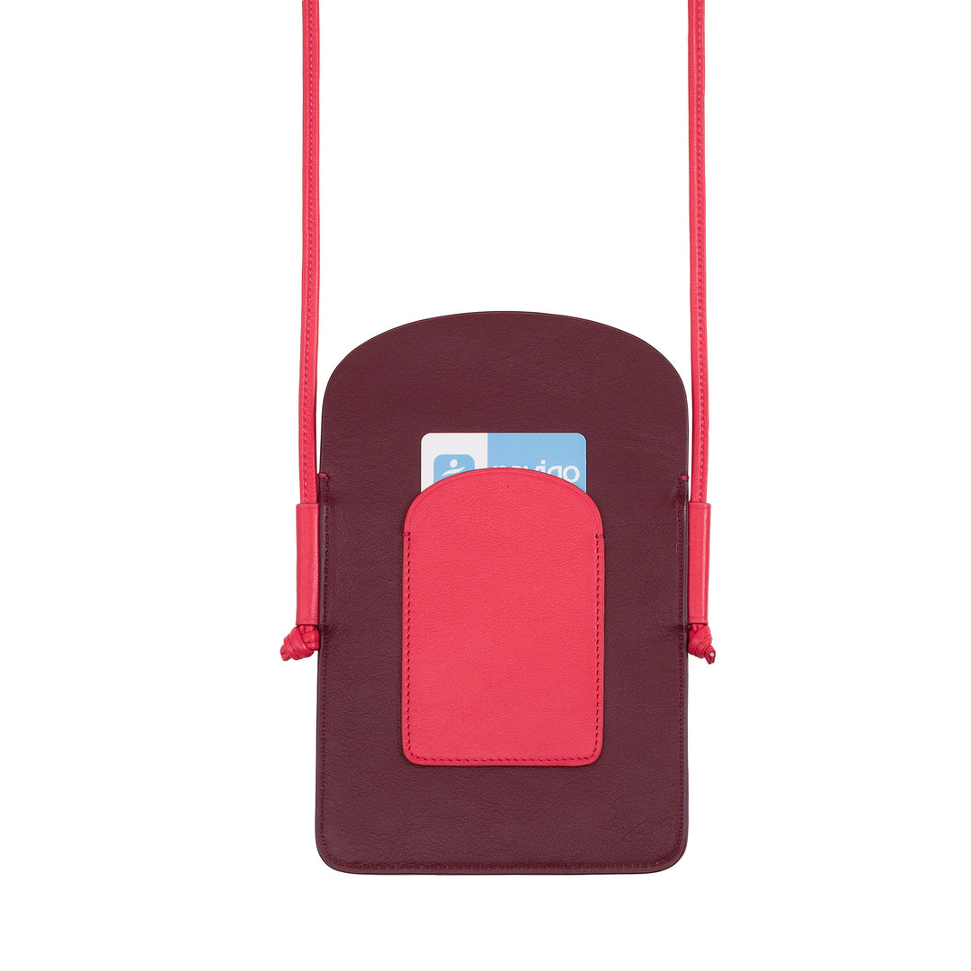 DUDU Porta Cellulare da Collo Donna in Pelle, Doppia Tasca Porta Smartphone, Tasca Porta Tessere, Tracolla Laccio Regolabile