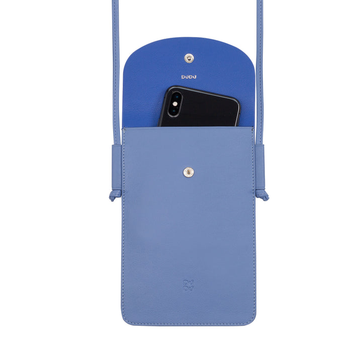 DUDU Custodia Porta Cellulare da Collo in Pelle, Astuccio Porta Smartphone fino a 6,7 Pollici con Bottone, Laccio Tracolla Regolabile, Design Sottile