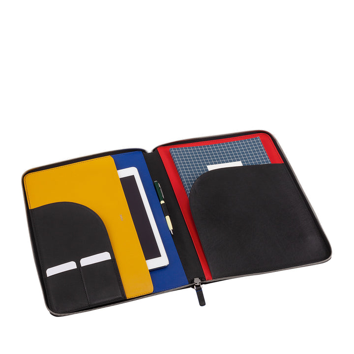 DUDU A4 Leder-Dokumentenmappe, Büro-Klemmbrett, mehrfarbig, iPad-Tablet-Ordner mit Reißverschluss