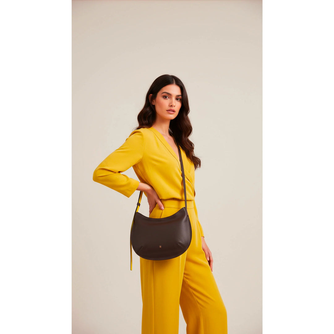 DUDU Borsa a Spalla Morbida Donna Media in Vera Pelle, Borsa Hobo con Spallina Regolabile, Borsetta a Tracolla con Cerniera Zip