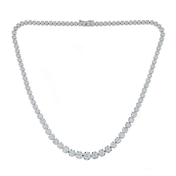 Zydo collana da tennis con rosetta graduata e diamanti incastonati in oro bianco 57710