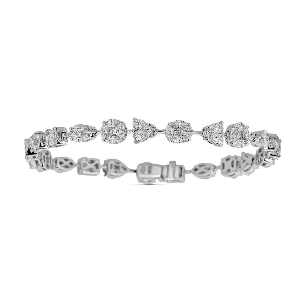 Zydo bracciale con diamanti a forma alternata oro bianco 59707