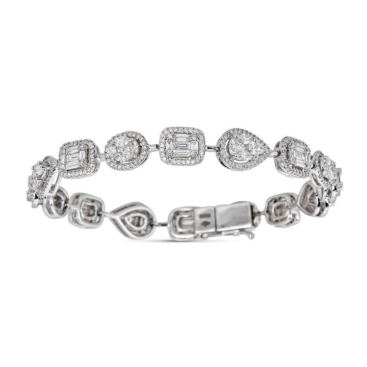 Zydo bracciale con diamanti a taglio rotondo e fantasia alternati oro bianco 60673