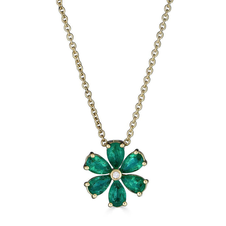 Zydo ciondolo a forma di fiore con pietre preziose colorate e diamanti oro giallo smeraldo 62041