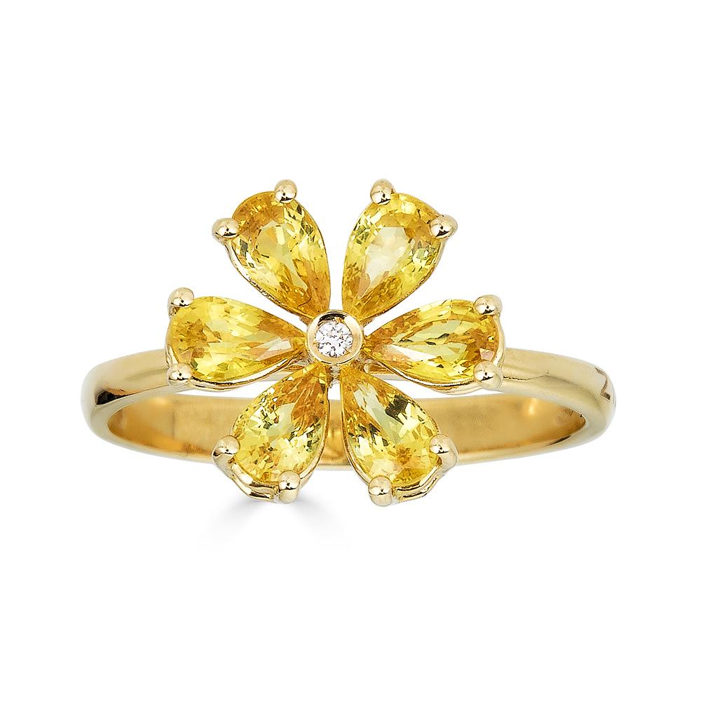 Zydo anello con fiore di diamanti e pietre preziose colorate oro rosa 62221