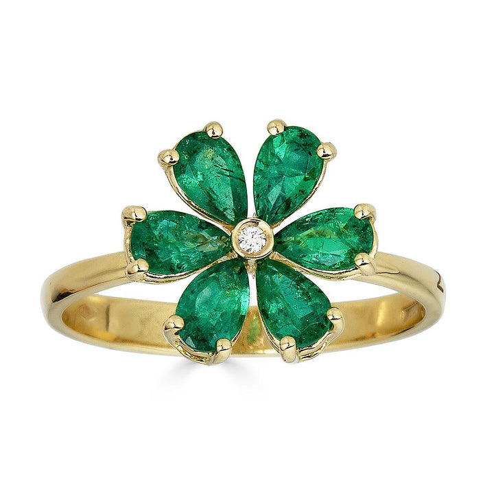 Zydo anello a forma di fiore con pietre preziose colorate e diamanti oro bianco 62218