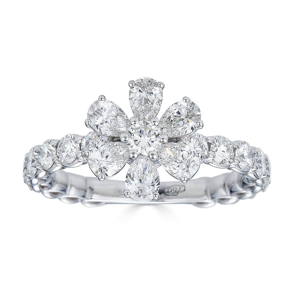 Zydo anello con fiore di diamanti oro bianco 63134