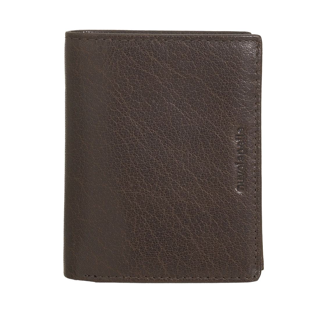 Nuvola Pelle Portafoglio Piccolo da Uomo in Pelle Bufalo con Portamonete - Portafoglio Compatto Verticale con Cerniera Zip, Tasche Trasparenti e Porta Carte