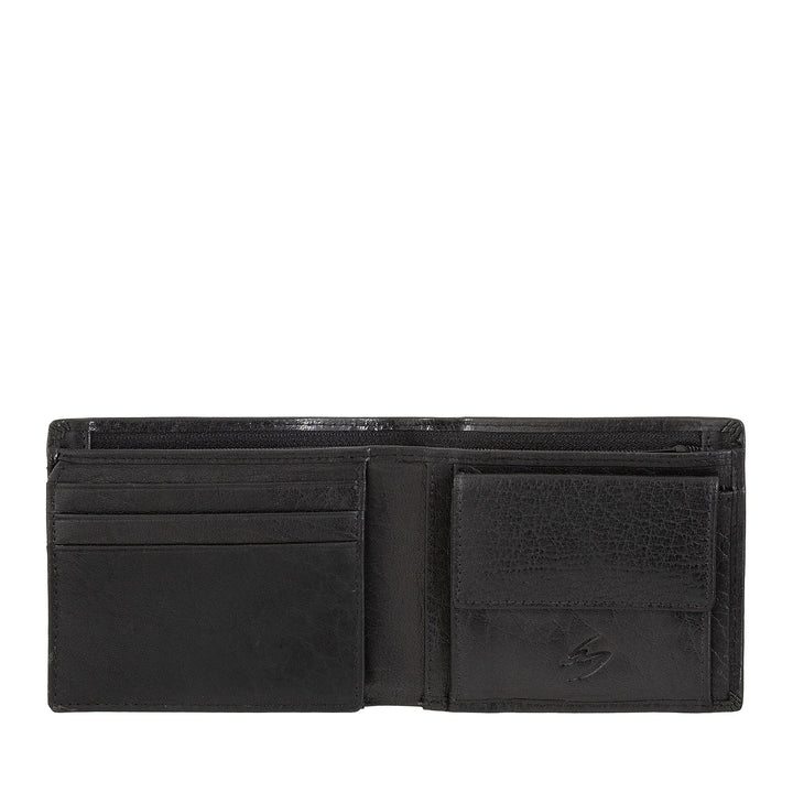 Nuvola Pelle Portafoglio Piccolo Uomo in Pelle Bufalo con Portamonete - Portafoglio Compatto Porta Carte Tessere Banconote e Zip