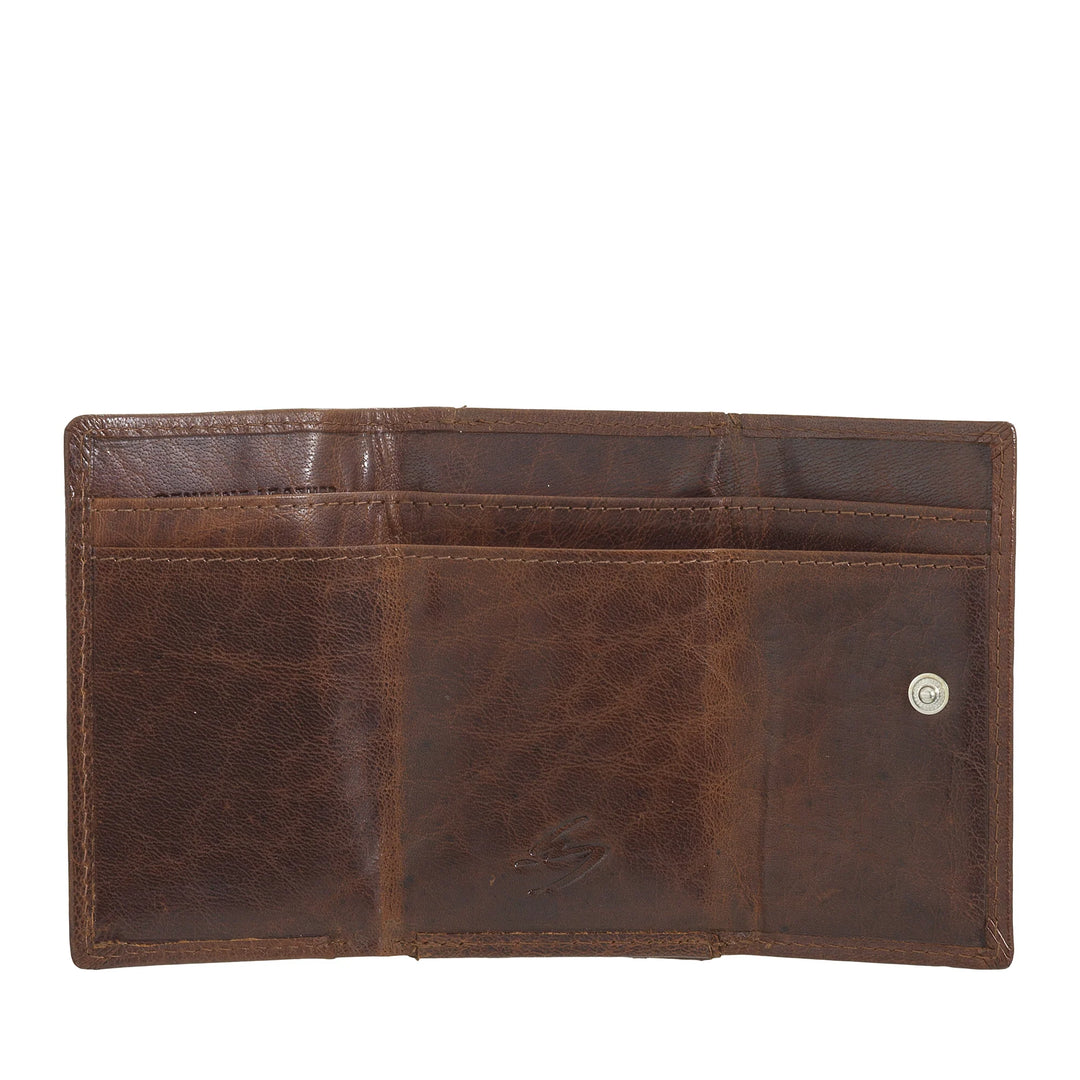 Nuvola Pelle Portafoglio Piccolo da Uomo in Pelle di Bufalo Trifold con Portamonete, Portabanconote e Portamonete